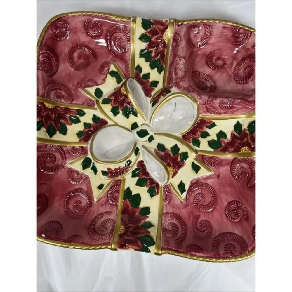 World Bazzars Christmas Ceramic Chip And Dip‎ Wreath